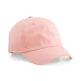 Gorra rosa de algodón con visera curva y correa ajustable en la parte posterior.