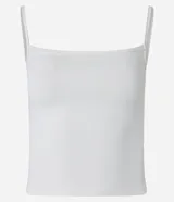 Top cropped de tirantes finos, escote cuadrado y corte ajustado, color rojo oscuro.