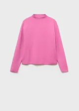 Jersey de punto fino con cuello perkins y manga larga, de diseño recto y corte clásico.