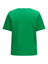 Remera básica de algodón Only con cuello redondo y manga corta, de corte regular.