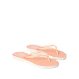 Ojotas Rip Curl color salmón con base blanca y estampa floral.