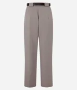 Pantalón de sastrería Blue Steel con corte palazzo y tiro alto, de color beige, con pinzas delanteras, cintura estructurada con presillas y cierre frontal oculto.