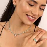 Collar de plata 925 con piedras de amazonita turquesa y dije de hamsa de plata 925.