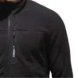 Campera Adidas Terrex de polar negro con cierre frontal completo, cuello alto y logo Terrex en el pecho.