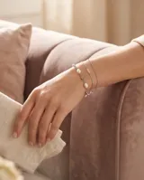 Pulsera doble de plata 925 con cuatro perlas de río intercaladas a lo largo de la cadena.