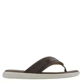 Chancletas Cartago modelo Dubai Dedo de hombre, en color marrón y beige, con plantilla texturizada con puntos en relieve y tiras anchas con divisor de dedos.