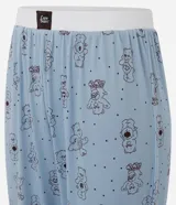Pantalón de pijama tipo jogger confeccionado en tejido rib, color celeste con estampado de Los Ositos Cariñositos. Presenta cintura elástica y puños ajustados en los tobillos.