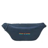Riñonera Rip Curl modelo Revival Cord de pana color azul, con cierre superior y logo bordado multicolor en el frente.