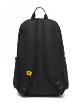 Mochila Cat modelo Melbourne Urban color negro, con dos compartimentos principales con cierre, correas ajustables, compartimento acolchado para portátil, bolsillos laterales elásticos y correas frontales para skateboard.