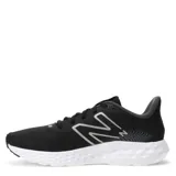 Championes de running New Balance modelo 411 V3, color negro con detalles en gris y suela blanca. Confeccionados en tejido de malla transpirable, cuentan con el logo de la marca en el lateral y cierre mediante cordones.