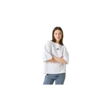 Remera oversize blanca Eme Studios con diseño gráfico estampado en la espalda que incluye la palabra "EME" en negro y letras más pequeñas con texto descriptivo.