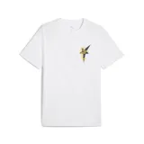 Remera Puma Road to Unity Gráfica, color blanco con cuello redondo, manga corta y estampa frontal en el pecho con diseño de estrella negra y tipografía amarilla.