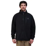 Campera de polar térmico color negro, con cuello alto, cierre frontal completo y bolsillos laterales y en el pecho con cierre.