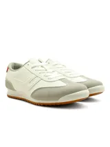 Championes deportivos Santa Barbara modelo Flair, en color blanco con detalles en gris claro y suela de goma marrón.
