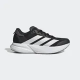 Championes de running Adidas modelo Duramo Speed 2, color negro con las tres tiras características en blanco. Presentan un exterior de malla técnica transpirable, tecnología de amortiguación Lightstrike y suela de caucho resistente para mayor tracción.