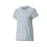 Remera deportiva Puma de mujer color gris jaspeado, de manga corta y cuello redondo. Cuenta con tecnología dryCELL para eliminar la humedad y mantenerte fresca y seca.