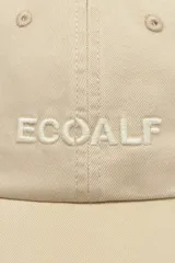 Gorra de seis paneles modelo Ecoalf, color beige, confeccionada en algodón orgánico con visera curva y logo de la marca bordado en el frente.