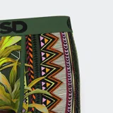 Calzoncillos bóxer PSD con estampado de hojas tropicales y motivos geométricos aztecas.