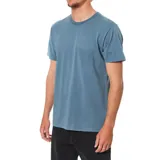 Remera de algodón orgánico de corte clásico, cuello redondo y manga corta, en color azul.