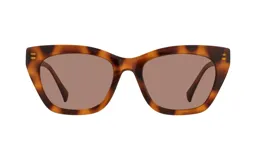 Lentes de sol carey con forma cat-eye y lentes marrones.