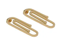 Par de caravanas colgantes con forma de clip de acero dorado.