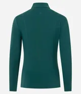 Campera deportiva de microfibra negra de la marca Get Over, con diseño ajustado, cuello alto, mangas largas, cierre frontal y bolsillos funcionales.