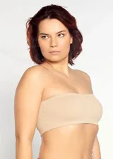 Soutien strapless color piel de microfibra con copas removibles.