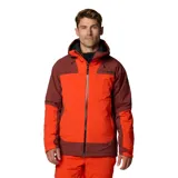 Campera técnica de esquí Columbia Titanium, con diseño bicolor en naranja y bordó. Cuenta con capucha ajustable compatible con casco, cierre frontal bidireccional, ventilación en axilas, faldón antipolvo y múltiples bolsillos funcionales.