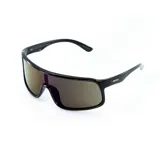 Lentes de sol MDQ modelo Byron, con armazón envolvente color negro brillante y cristales espejados.