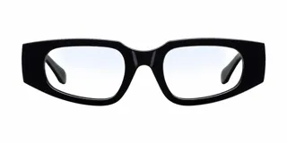 Lentes blueblocker con armazón negro de diseño rectangular y estilo futurista, con protección contra luz azul y rayos UV400.