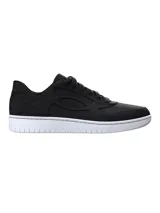 Zapatillas Under Armour modelo UA W Tempo, de color negro con suela blanca. Presentan parte superior de cuero sintético suave con detalles en relieve en los laterales y diseño inspirado en el básquetbol.