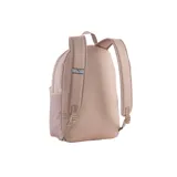 Mochila Puma Phase III azul marino con logo blanco estampado en el frente. Cuenta con compartimento principal con doble cremallera, bolsillo frontal con cierre, bolsillo lateral de malla, correas ajustables y acolchadas, y panel trasero acolchado.