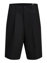 Short chino negro de tiro medio con cierre de cremallera, bolsillos delanteros y traseros.