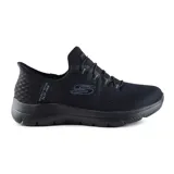 Championes deportivos Skechers Hands Free Slip-ins Summits Diamond Dream, color negro, con cordones elásticos y plantilla Skechers Air-Cooled Memory Foam.
