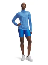 Calza corta deportiva Under Armour de talle alto, confeccionada en tejido HeatGear ultraligero y elástico. Presenta un diseño ajustado con costuras ergonómicas, cintura elástica con bolsillo integrado y el logo de la marca en la pierna.