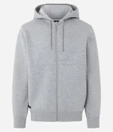 Campera deportiva Get Over de algodón y poliéster en color negro, con capucha con cordón ajustable, cierre frontal de cremallera, bolsillos laterales y puños elastizados.