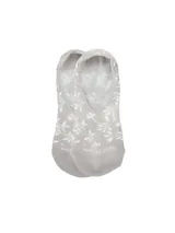 Medias invisibles color gris con estampado de hojas blancas, de corte bajo ideal para usar con zapatillas y mocasines.