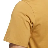 Remera color ocre con logo Adidas Skateboarding Trefoil estampado en gris en el pecho.