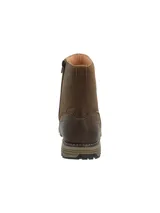 Bota de caña media para hombre, confeccionada en cuero color marrón con acabado water repellent. Presenta un diseño robusto con suela de goma antideslizante en tono contrastante, cierre lateral y costuras reforzadas.