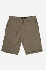 Bermuda tipo china marca Mistral, confeccionada en una mezcla de lino y algodón. Presenta cintura elástica con cordón ajustable, cierre frontal con botón, bolsillos laterales y dobladillo en las piernas.