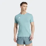 Remera de running Adidas Adizero Essentials color celeste con logo blanco en el pecho.