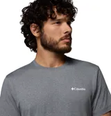 Remera gris melange Columbia modelo Parsons Point Ss, de manga corta y cuello redondo, con pequeño logo impreso en el pecho.