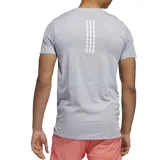 Remera deportiva Adidas Heat Ready color gris claro, de corte clásico, cuello redondo y mangas cortas. Confeccionada en tejido de punto doble 100% poliéster reciclado, con tecnología Heat Ready transpirable y fresca, aberturas laterales en el dobladillo y ventilación por zonas.