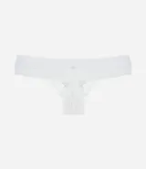 Bombacha bikini hilo de encaje floral color verde agua.