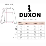 Buzo azul con textura tipo waffle y logo bordado en el pecho.