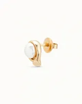 Aro piercing plateado con forma circular y una perla blanca en el centro.