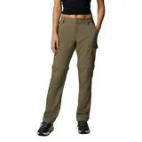Pantalon convertible de senderismo color verde oliva, con perneras desmontables mediante cremallera para convertirlo en short. Presenta bolsillos laterales, bolsillo cargo con solapa y cierre frontal con botón.