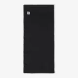 Cuello multifuncional Buff de lana merino, color negro, con logo reflectivo.