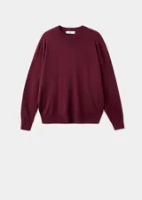 Jersey Mili de punto fino, color bordó, con cuello redondo y diseño recto de manga larga.