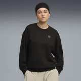 Buzo de cuello redondo Puma, color negro, con diseño de calce holgado y logo de la marca bordado en el pecho.